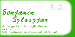 benjamin szloszjar business card