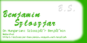 benjamin szloszjar business card